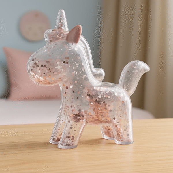 Tirelire licorne transparente à paillettes scintillantes – Image 3