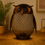 Tirelire hibou sculptée en métal – Image 3