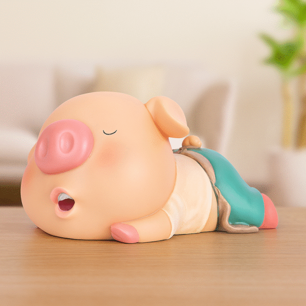 Tirelire cochon endormi en résine – Image 4