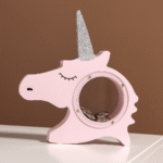 Tirelire licorne transparente rose avec fenêtre d'observation