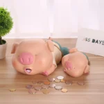 Tirelire cochon endormi en résine – Image 2