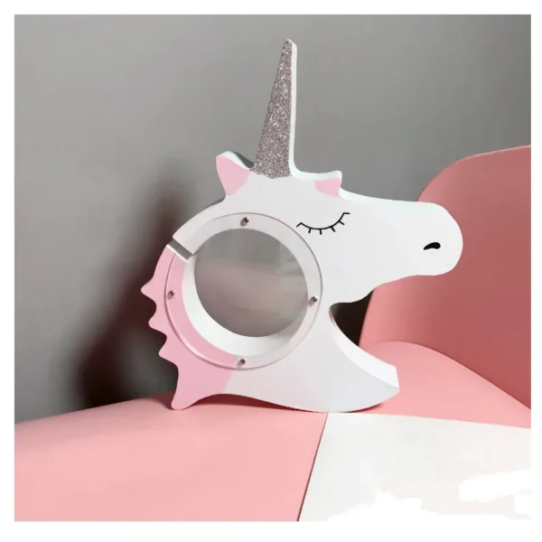 Tirelire licorne transparente rose avec fenêtre d'observation – Image 3