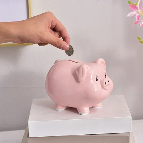 Tirelire cochon en céramique élégante - 16cm