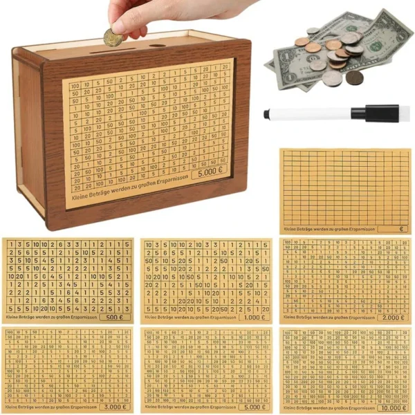 Tirelire japonaise Kakeibo en bois avec système de comptage intégré – Image 3