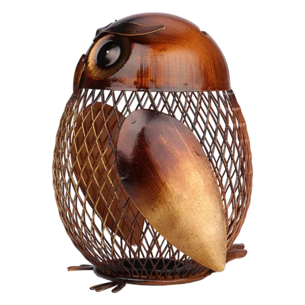 Tirelire hibou sculptée en métal – Image 6