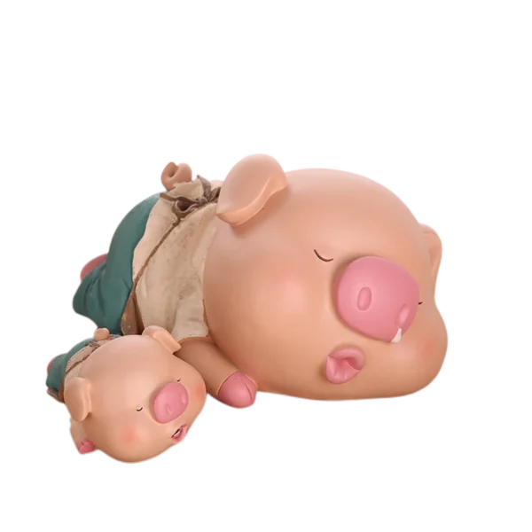 Tirelire cochon endormi en résine – Image 6