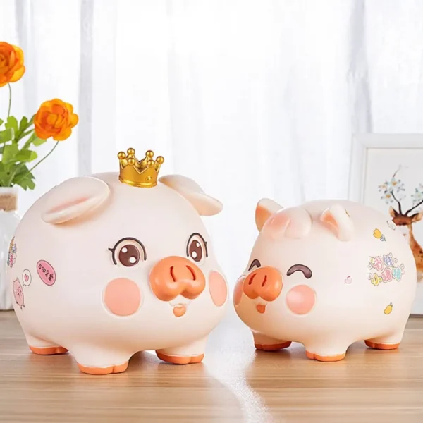 Tirelire cochon kawaii blanc à motifs colorés – Image 5