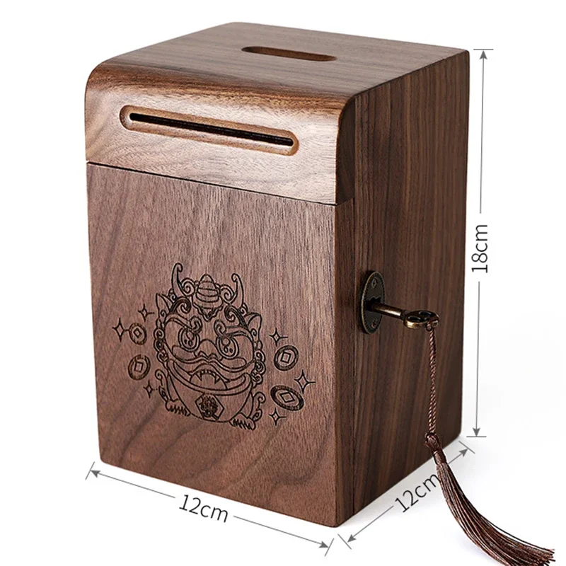 Tirelire Artisanale en Bois de Noyer - D
