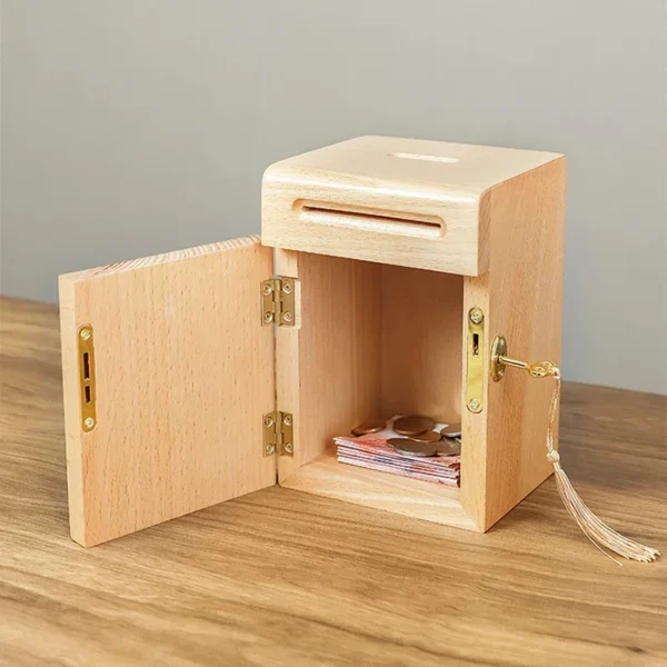 Tirelire Artisanale en Bois de Noyer – Image 4