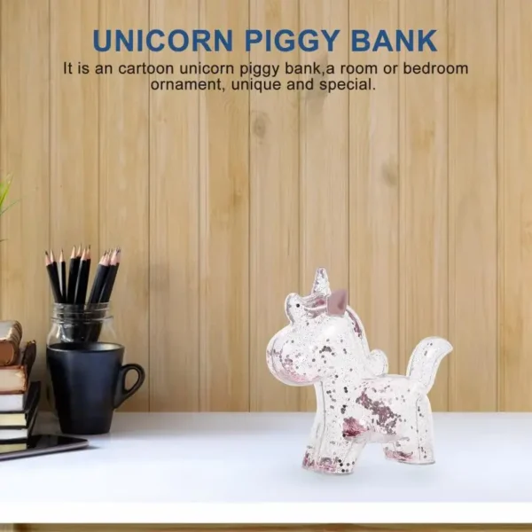 Tirelire licorne transparente à paillettes scintillantes – Image 10