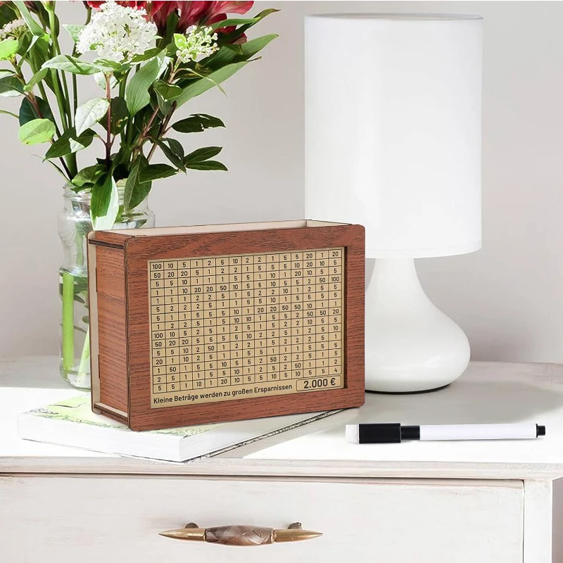 Tirelire japonaise Kakeibo en bois avec système de comptage intégré