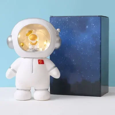 Tirelire veilleuse astronaute pour enfant - Blanc