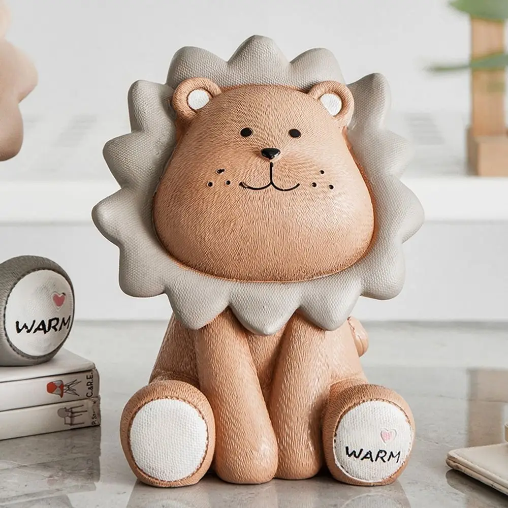 Tirelire lion au design attendrissant - Marron