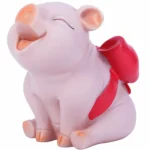 Tirelire cochon rose avec nœud rouge – Image 6
