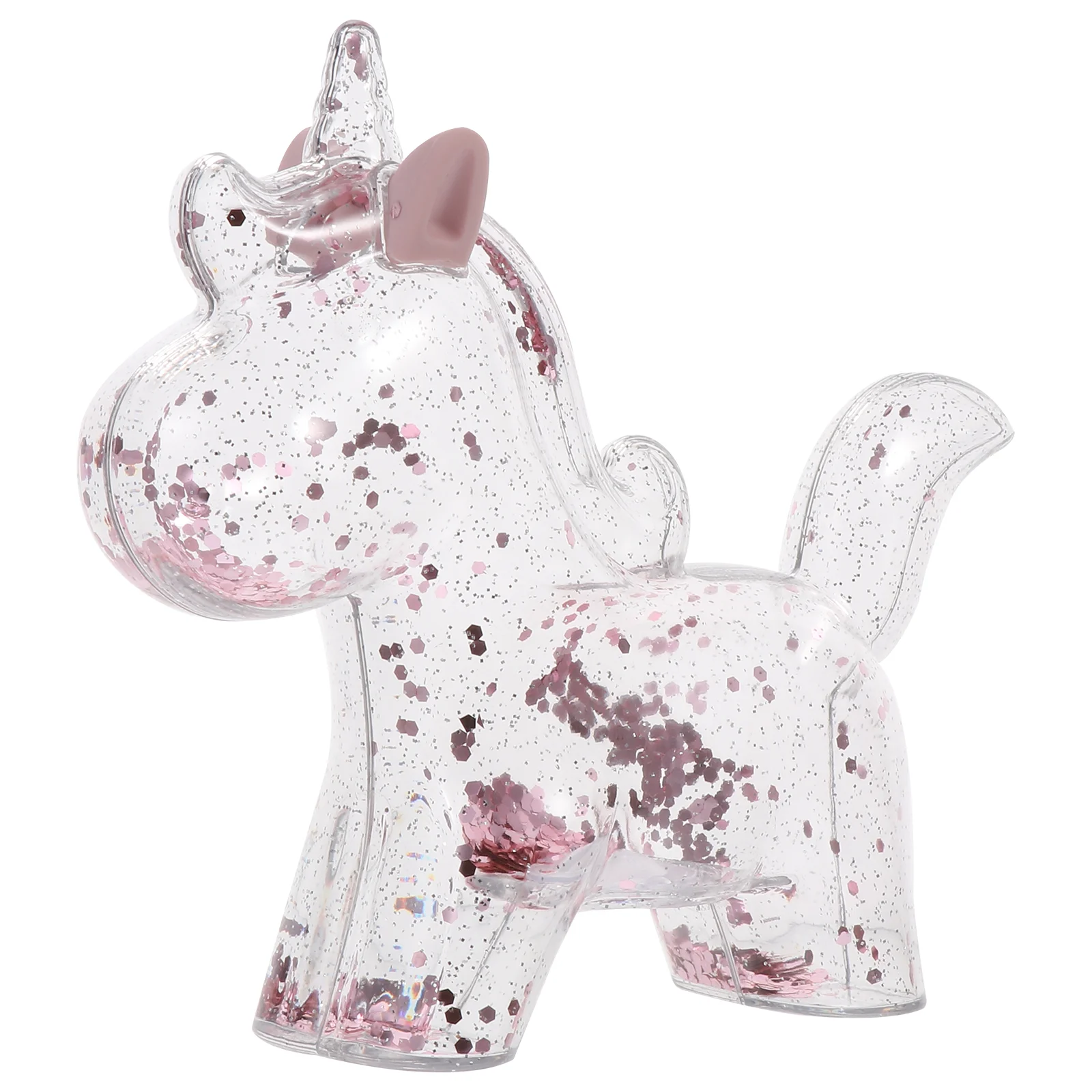 Tirelire licorne transparente à paillettes scintillantes - Rose
