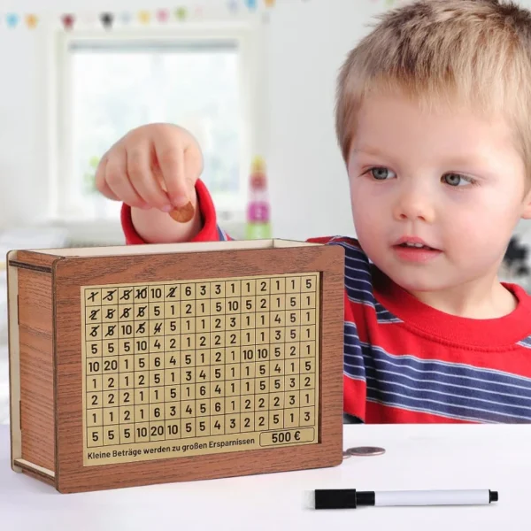 Tirelire japonaise Kakeibo en bois avec système de comptage intégré – Image 2