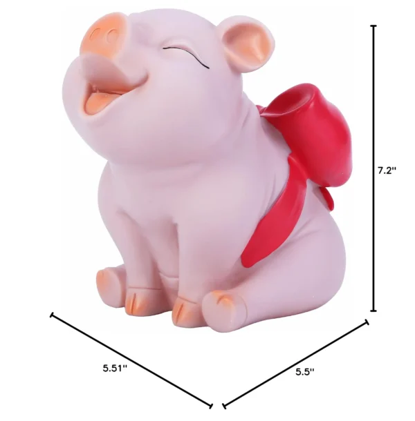 Tirelire cochon rose avec nœud rouge – Image 5