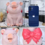 Tirelire cochon rose avec nœud rouge – Image 4