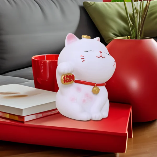 Tirelire chat blanc porte-bonheur – Image 2