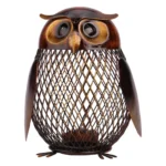 Tirelire hibou sculptée en métal – Image 2
