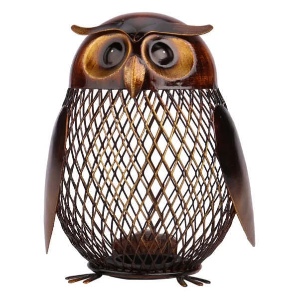 Tirelire hibou sculptée en métal – Image 2